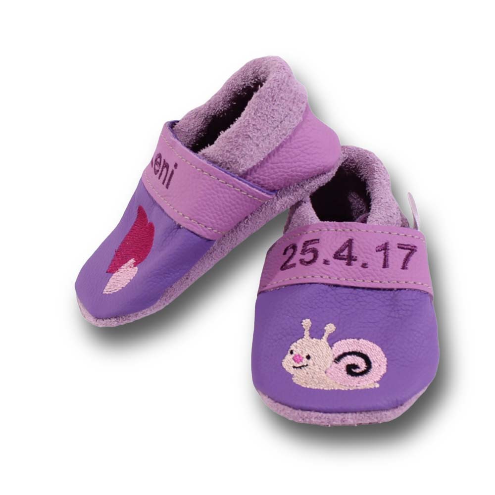 Preview: Krabbelschuhe Schnecke & Herz